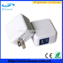 5V2.1A Cargador dual / único del USB, enchufe plegable de los EEUU para Iphone, Ipad, IPod, cojín
